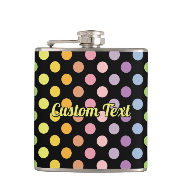 Rainbow Polka Dots Pattern Hip Flask (Front)