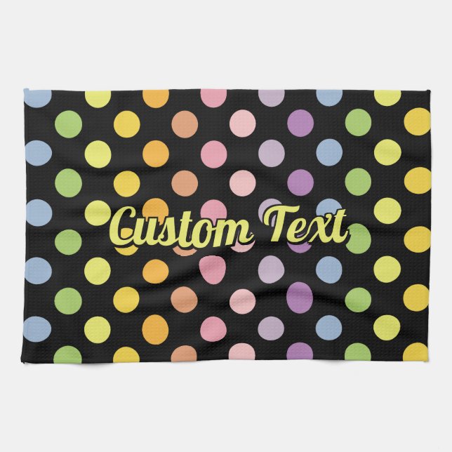 Rainbow Polka Dots Pattern Tea Towel (Horizontal)