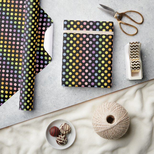 Rainbow Polka Dots Pattern Wrapping Paper (Crafts)