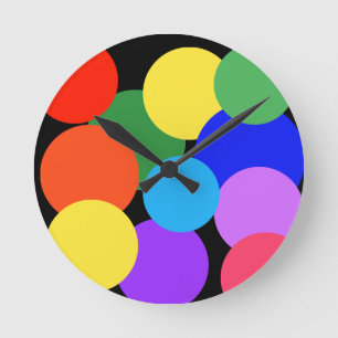 Rainbow Polka Dots  Round Clock