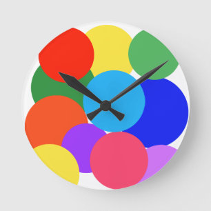 Rainbow Polka Dots   Round Clock