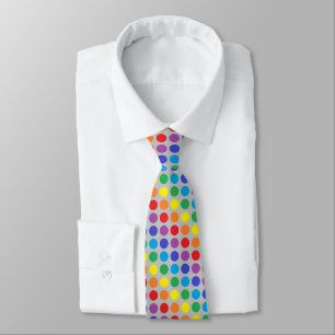 Rainbow Polka Dots Silver Tie