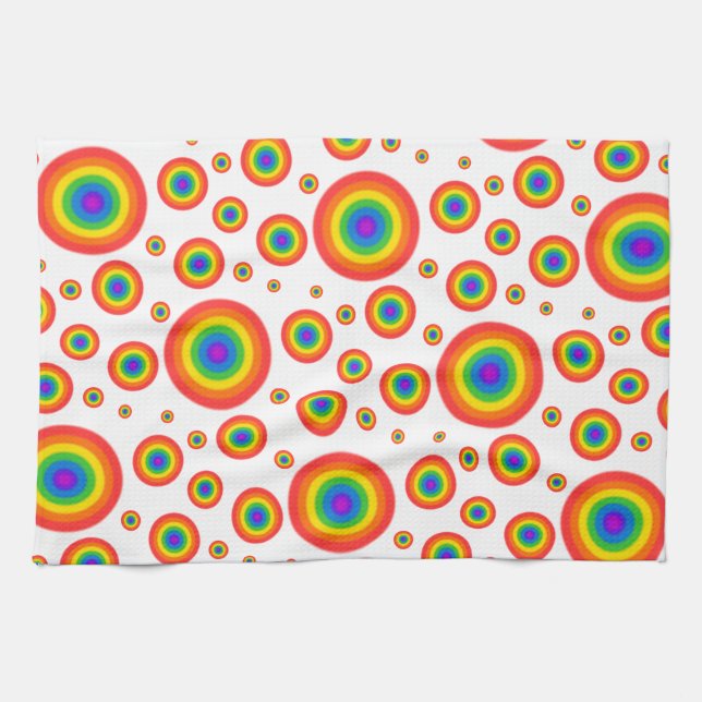 Rainbow Polka Dots Tea Towel (Horizontal)