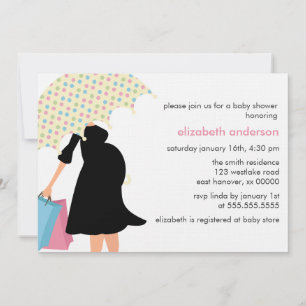 Rainbow Polka Dots Umbrella Baby Shower Invitation