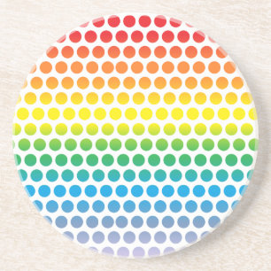 Rainbow Polka Dots White Coaster