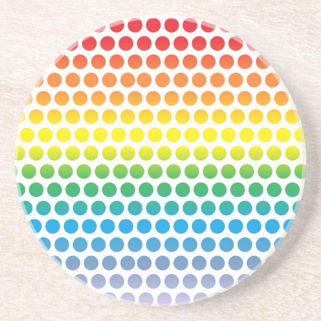 Rainbow Polka Dots White Coaster (Front)