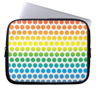 Rainbow Polka Dots White Laptop Sleeve