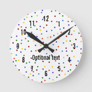 Rainbow Polka Dots White Pattern Round Clock