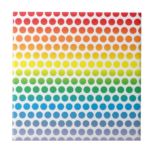 Rainbow Polka Dots White Tile (Front)