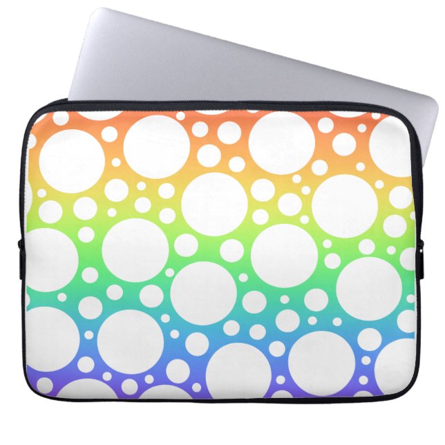 Rainbow Polka Dotted Laptop Sleeve (Front)