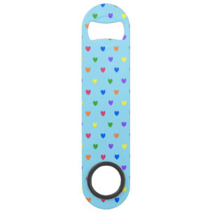 Rainbow polka hearts on baby blue