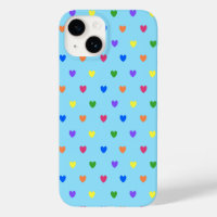 Rainbow polka hearts on baby blue