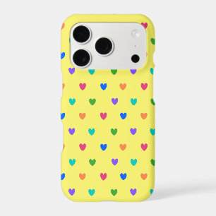 Rainbow polka hearts on yellow