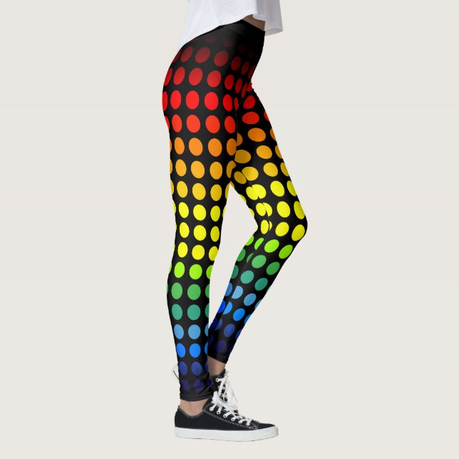 Rainbow Polkadots on Black Leggings (Right)