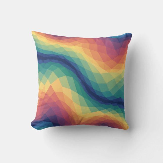 Rainbow Polygon Wave Seamless Pattern -  Cushion (Front)