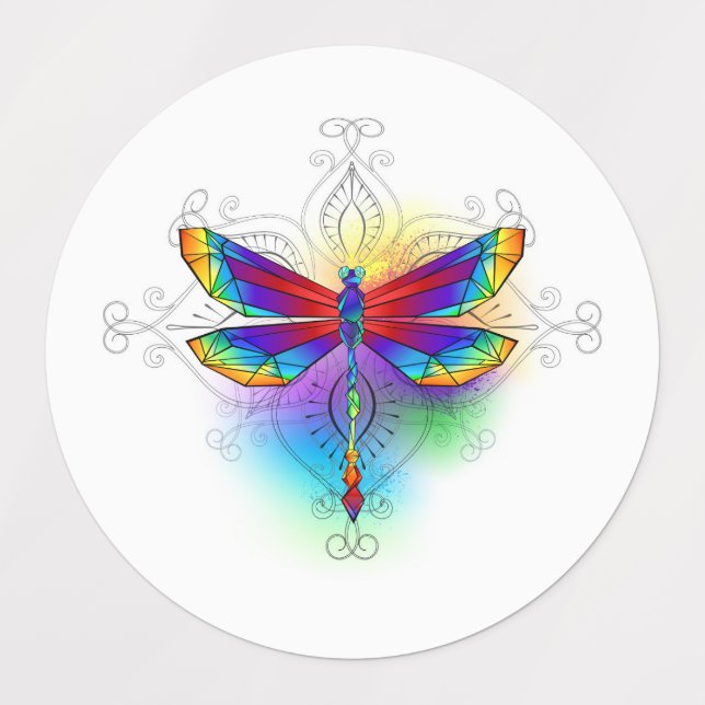 Rainbow Polygonal Dragonfly (Design 1)