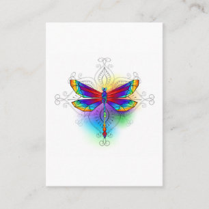Rainbow Polygonal Dragonfly Business Card