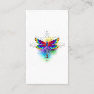 Rainbow Polygonal Dragonfly Business Card