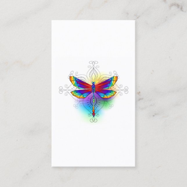 Rainbow Polygonal Dragonfly Calling Card (Front)