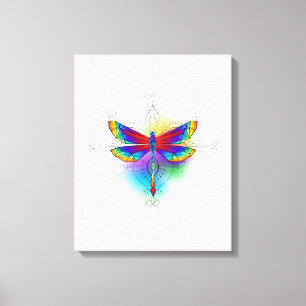 Rainbow Polygonal Dragonfly Canvas Print