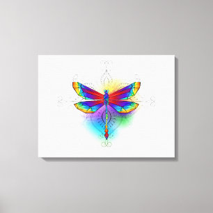 Rainbow Polygonal Dragonfly Canvas Print