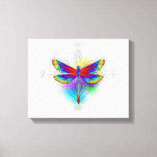 Rainbow Polygonal Dragonfly Canvas Print
