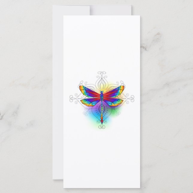 Rainbow Polygonal Dragonfly Card (Front)