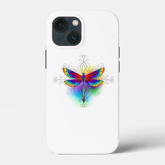 Rainbow Polygonal Dragonfly Case-Mate iPhone Case (Back)