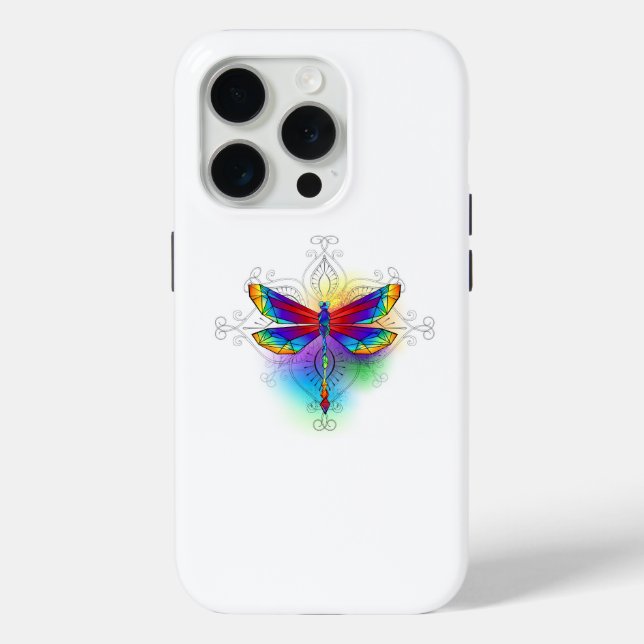 Rainbow Polygonal Dragonfly Case-Mate iPhone Case (Back)