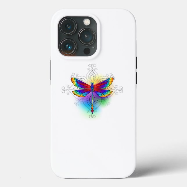 Rainbow Polygonal Dragonfly Case-Mate iPhone Case (Back)