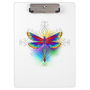Rainbow Polygonal Dragonfly Clipboard
