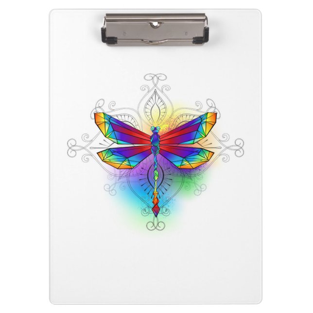 Rainbow Polygonal Dragonfly Clipboard (Front)
