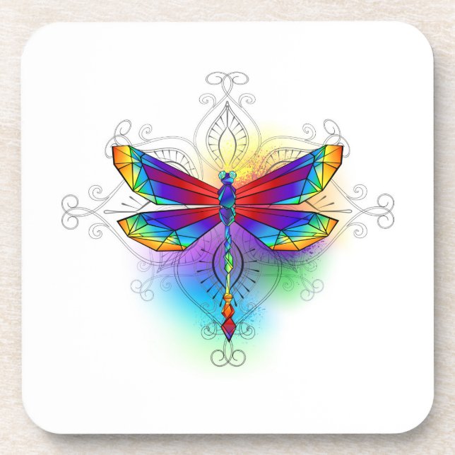 Rainbow Polygonal Dragonfly Coaster (Front)