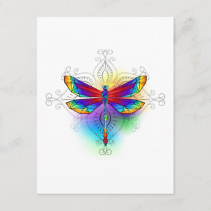 Rainbow Polygonal Dragonfly Enclosure Card