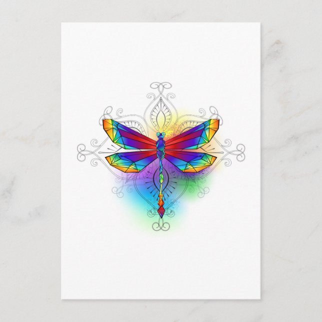 Rainbow Polygonal Dragonfly Enclosure Card (Front)