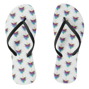 Rainbow Polygonal Dragonfly Flip Flops