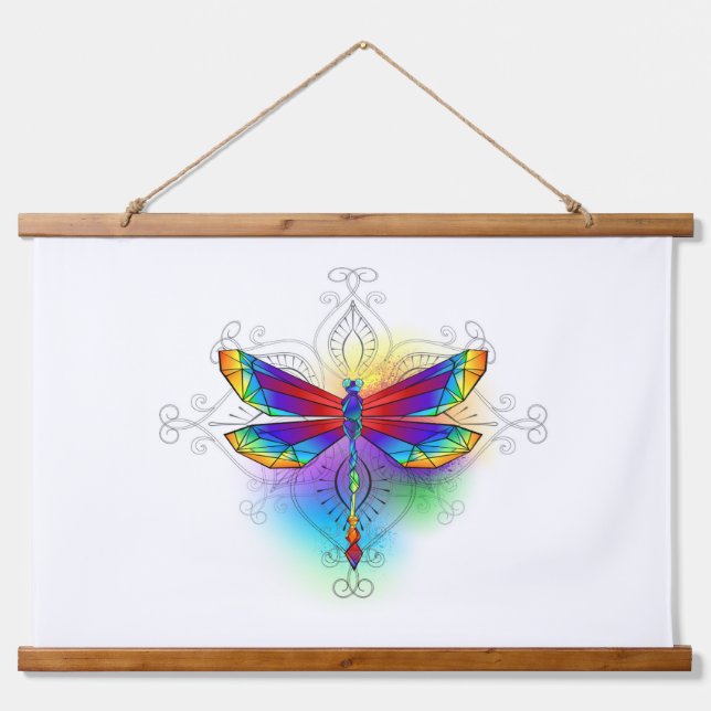 Rainbow Polygonal Dragonfly Hanging Tapestry (Front)