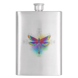 Rainbow Polygonal Dragonfly Hip Flask