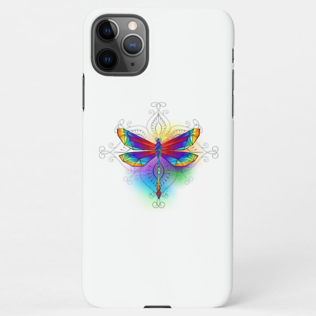 Rainbow Polygonal Dragonfly iPhone Case (Back)