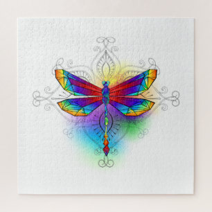Rainbow Polygonal Dragonfly Jigsaw Puzzle