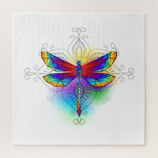 Rainbow Polygonal Dragonfly Jigsaw Puzzle (Vertical)
