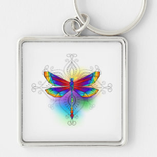 Rainbow Polygonal Dragonfly Key Ring