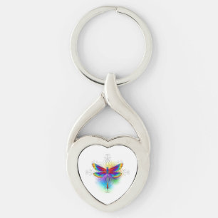 Rainbow Polygonal Dragonfly Key Ring