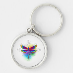 Rainbow Polygonal Dragonfly Key Ring