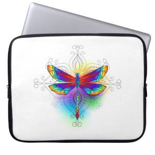 Rainbow Polygonal Dragonfly Laptop Sleeve