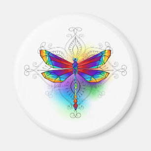Rainbow Polygonal Dragonfly Magnet