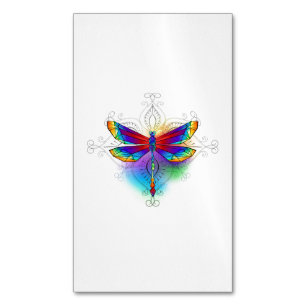 Rainbow Polygonal Dragonfly Magnetic Business Card