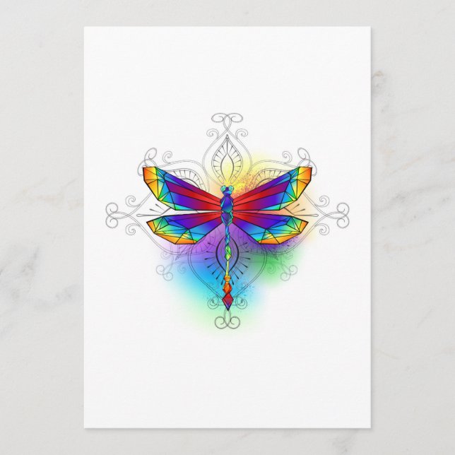 Rainbow Polygonal Dragonfly Menu (Front)