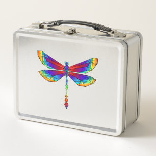 Rainbow Polygonal Dragonfly Metal Lunch Box