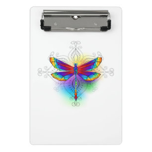 Rainbow Polygonal Dragonfly Mini Clipboard